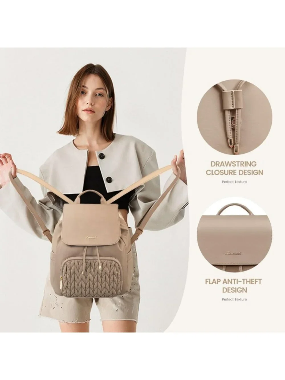 Chic Mini Backpack Purse for Women | Cute Daypack with Anti-Theft Pocket for
